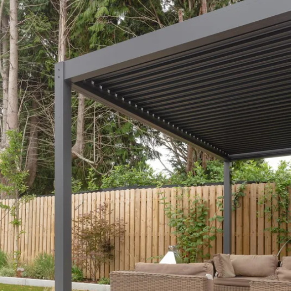 aluminum outdoor pergola backyard with retractable roof_1