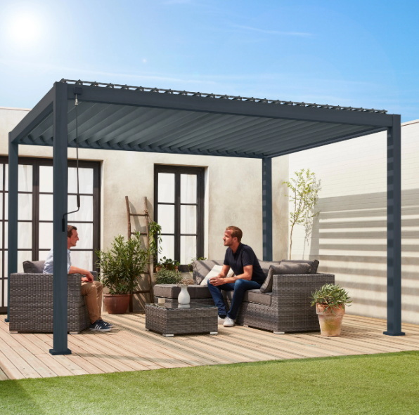 outdoor louvered pergola with adjustable aluminum rainproof roof_2