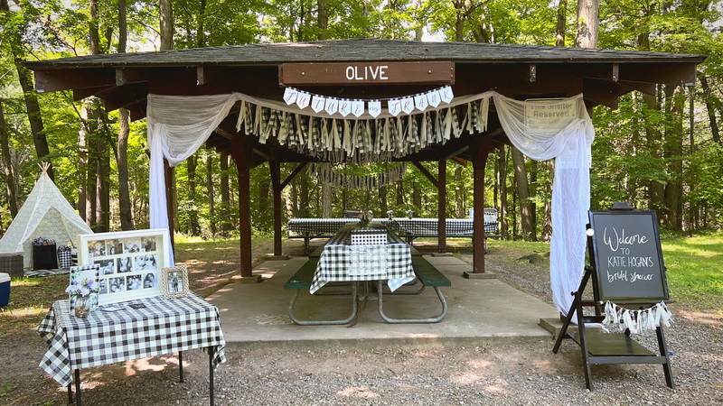 Table Setup for Outdoor Pavilion Baby Shower