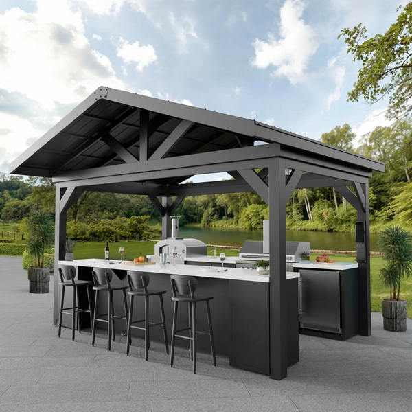 Modern Backyard Pavilion with Kitchen