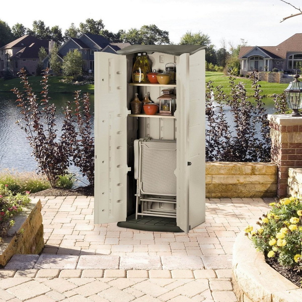 Assemble Vertical Outdoor Storage Shed 17-cubic Foot