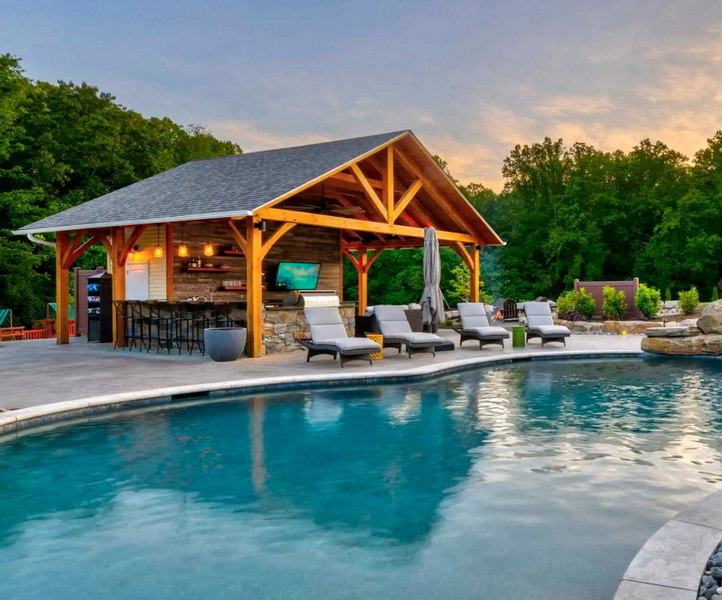 Pool Pavilion with Outdoor Kitchen
